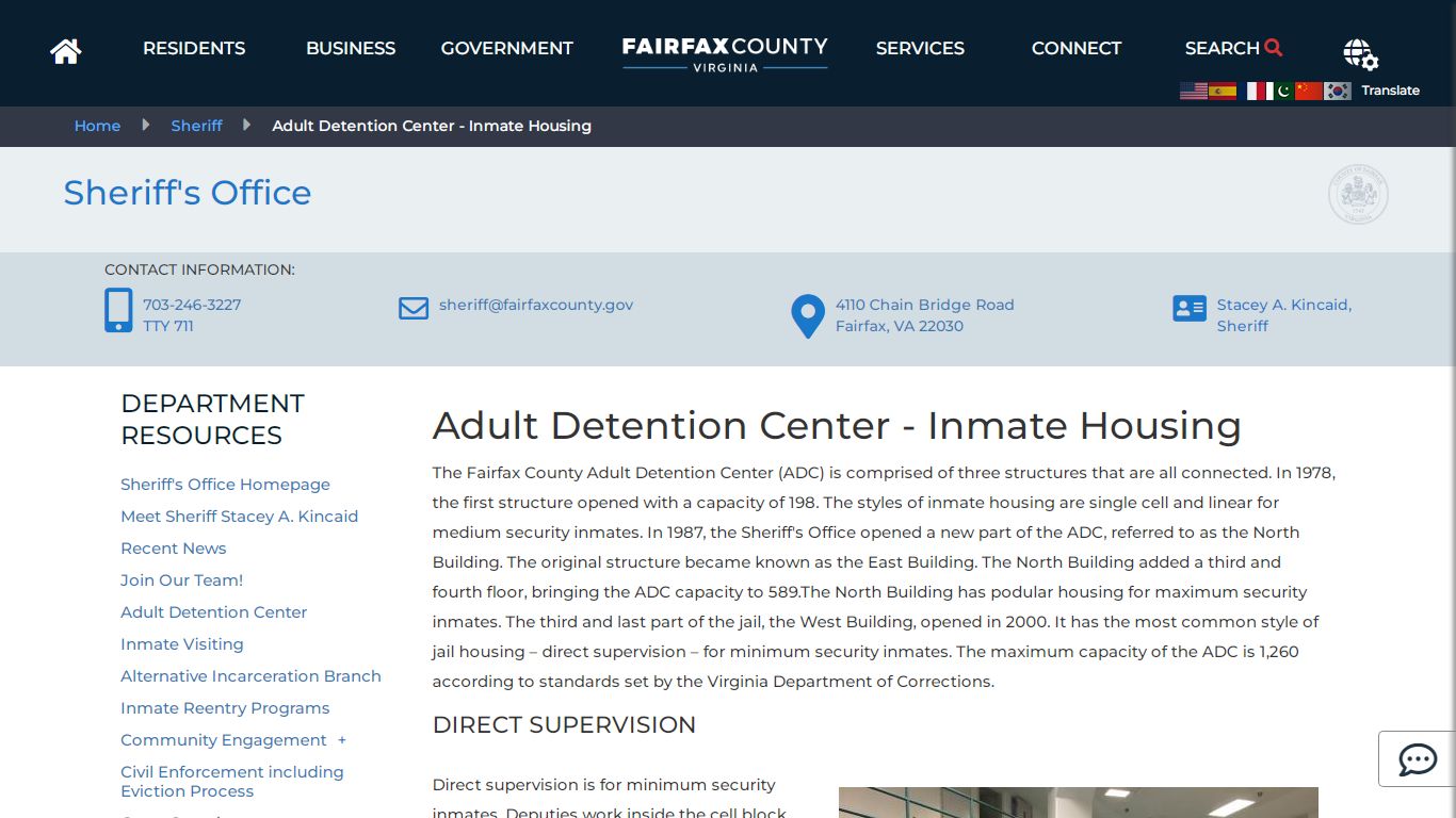 Adult Detention Center - Inmate Housing | Sheriff